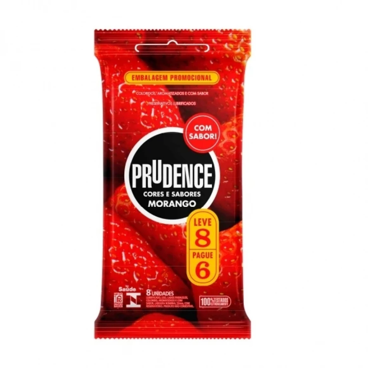 Preservativo Prudence Cores e Sabores Morango, Leve 8 Pague 6 (1/1)