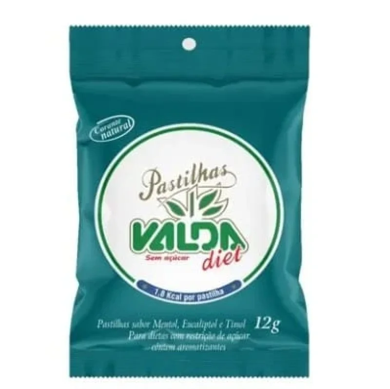 Valda Diet Pastilha Mentol Eucaliptol e Timol Sachê 12g