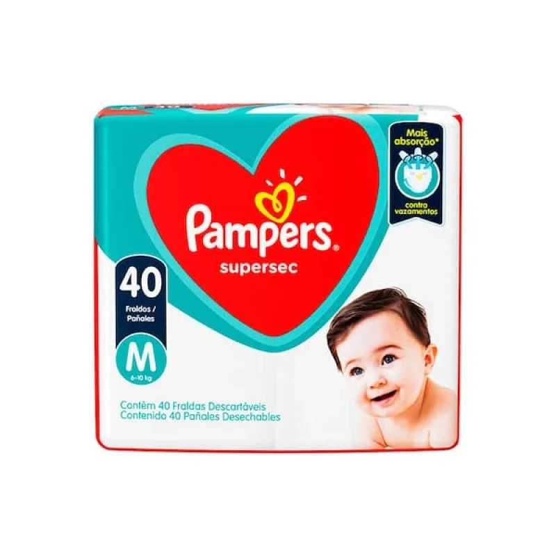 Fralda Pampers Supersec M, com 40 unidades