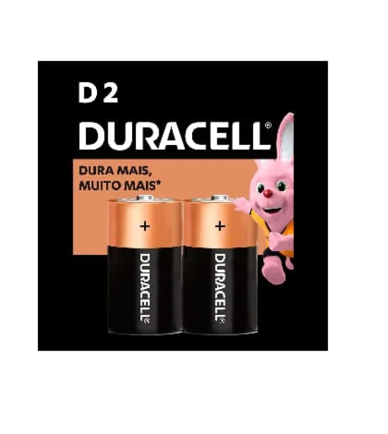 Pilha Alcalina Duracell D, com 2 unidades