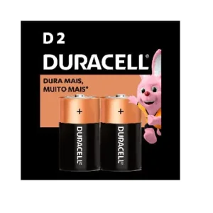Pilha Alcalina Duracell D, com 2 unidades