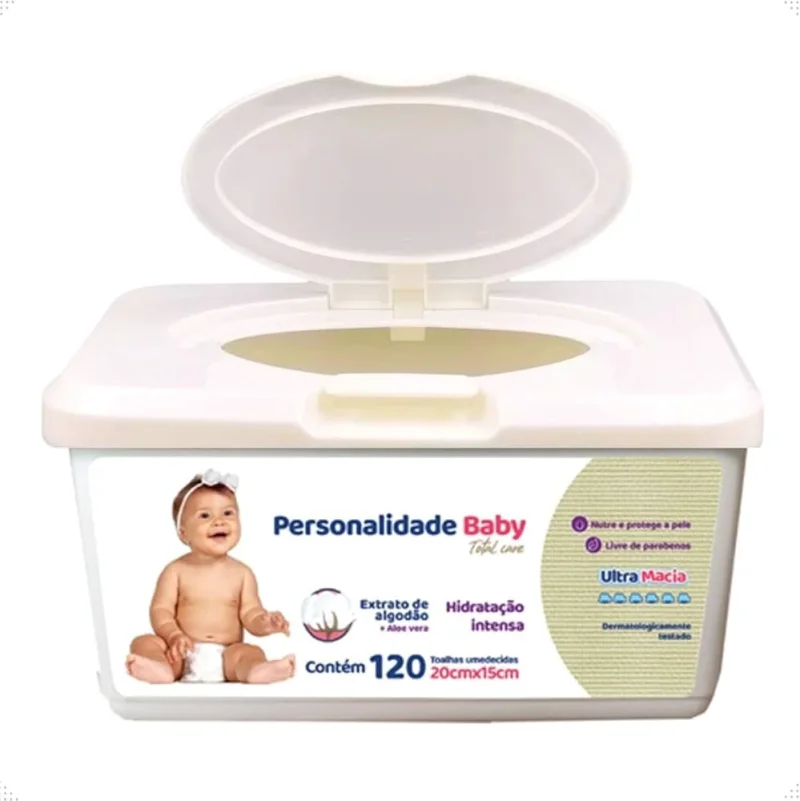 Lenço Umedecido Personalidade Baby Total Care, com 120 unidades