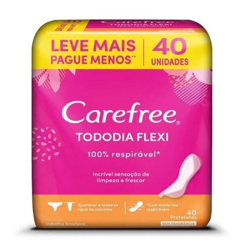 Protetor Diário Carefree Tododia Flexi Sem Fragrância, com 40 unidades