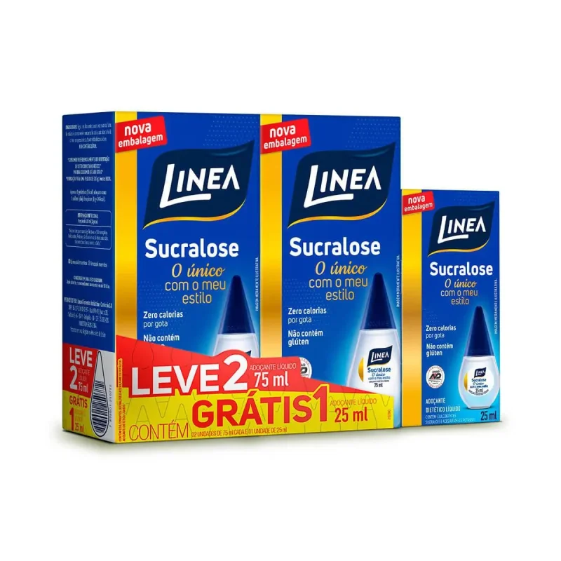 Kit Adoçante Linea Sucralose Líquido 2x75ml + 25ml Grátis