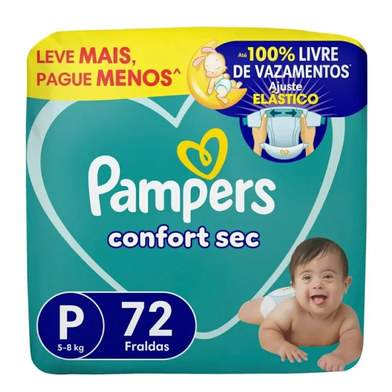 Fralda Pampers Confort Sec P, com 72 Unidades
