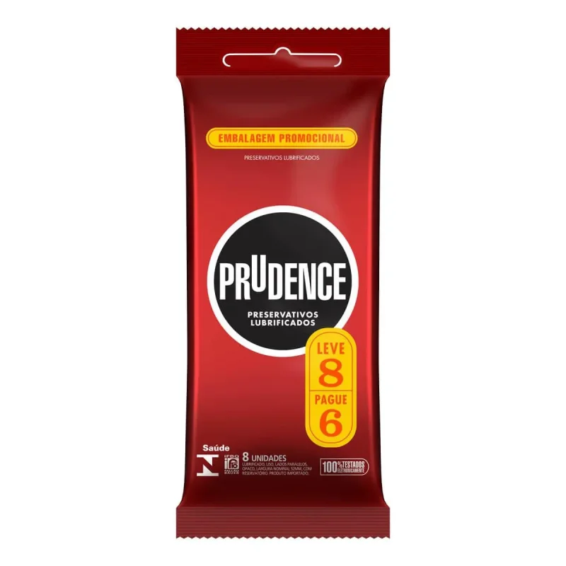 Preservativo Prudence Lubrificado, com 8 unidades