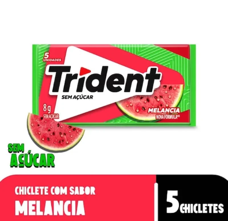Goma de Mascar Trident Melancia, com 5 unidades