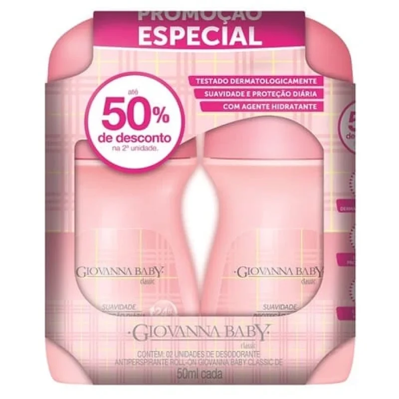 Desodorante Roll-on Giovanna Baby Classic, com 2 Unidades de 50ml