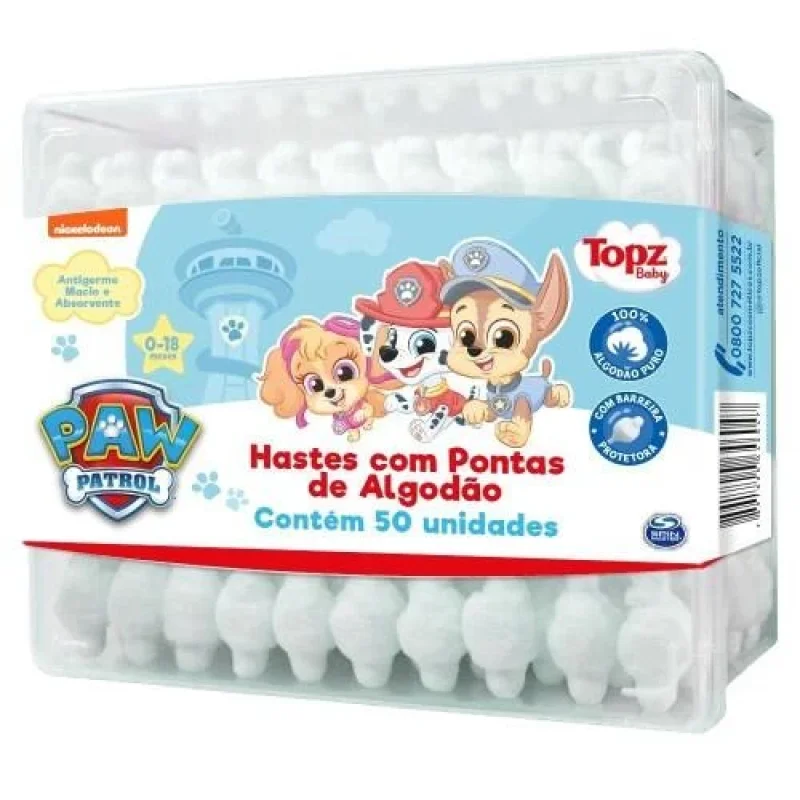 Hastes Flexíveis para Bebê Topz Baby Patrulha Canina, com 50 Unidades