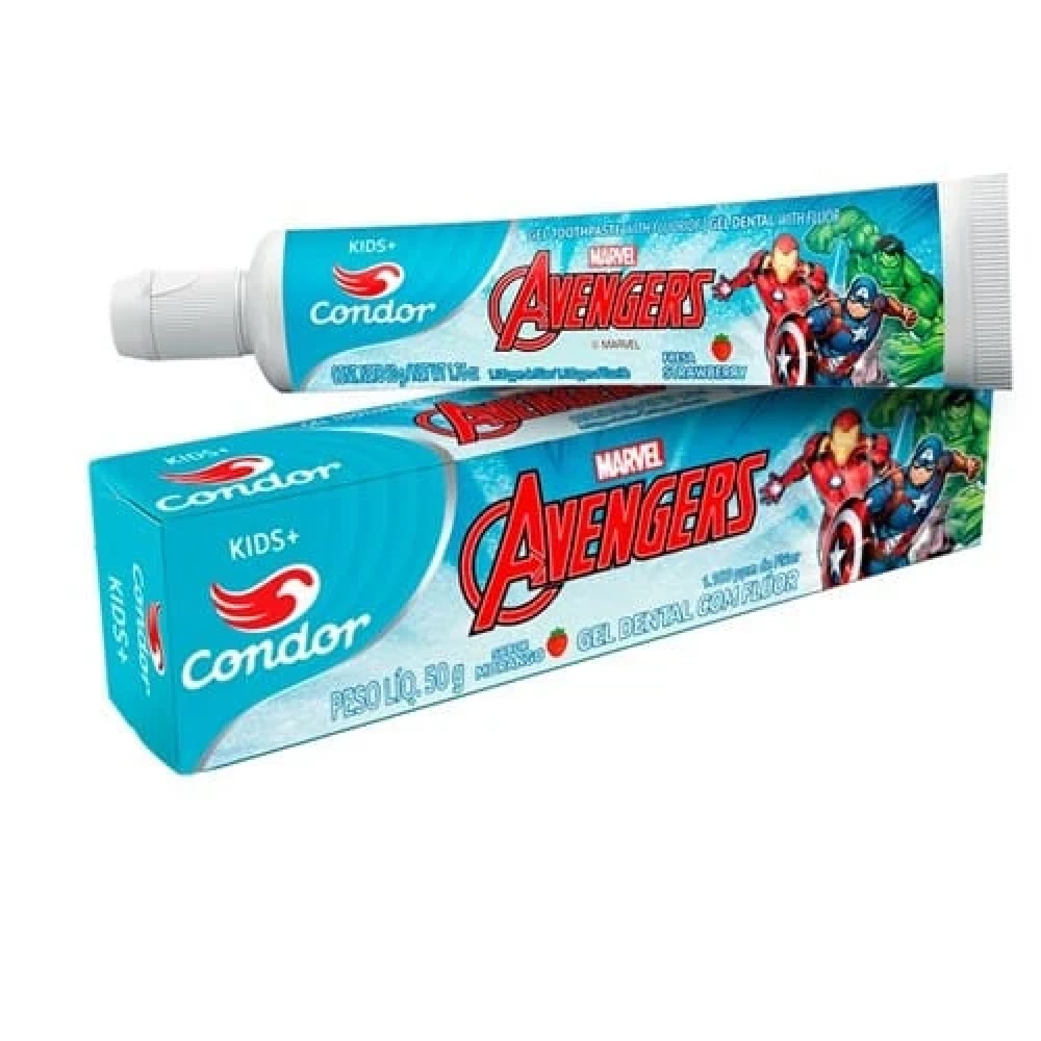 Gel Dental Condor Kids+ Avengers com Flúor Morango 50g (1/1)