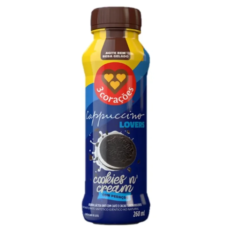 Bebida Láctea 3 Corações Cappuccino Lovers Cookies 'n' Cream 260ml