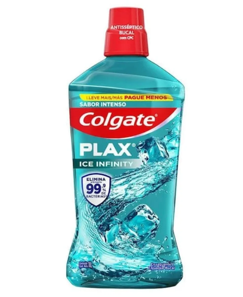 Enxaguante Bucal Colgate Plax Ice Infinity sem álcool 1L