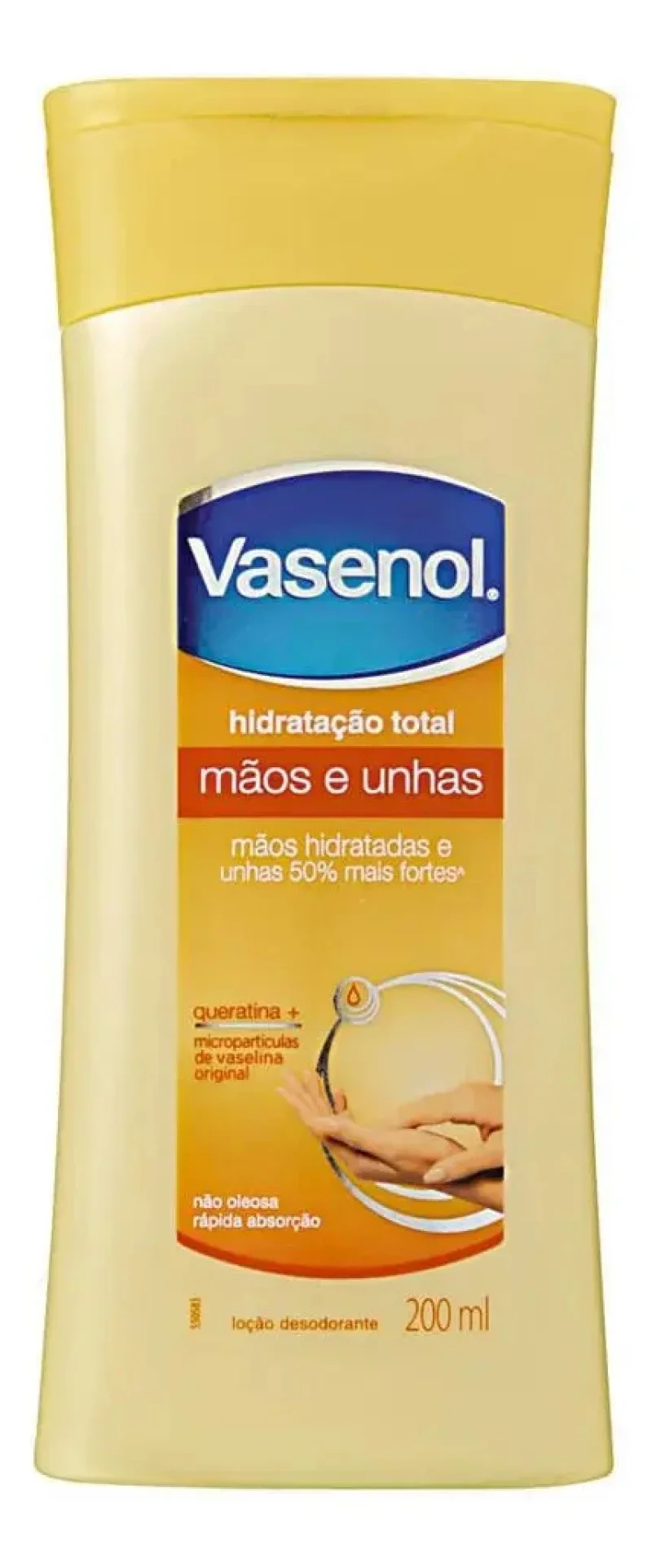 Loção Desodorante Hidratante Vasenol Hidratação Total Mãos e Unhas 200mL