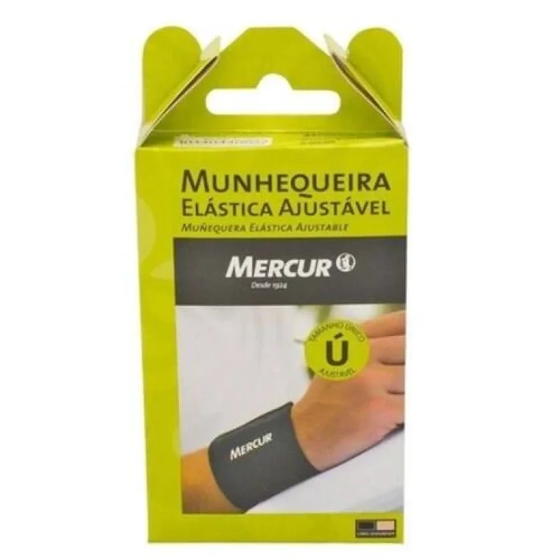 Munhequeira Elástica Mercur Ajustável Tamanho Único Preta