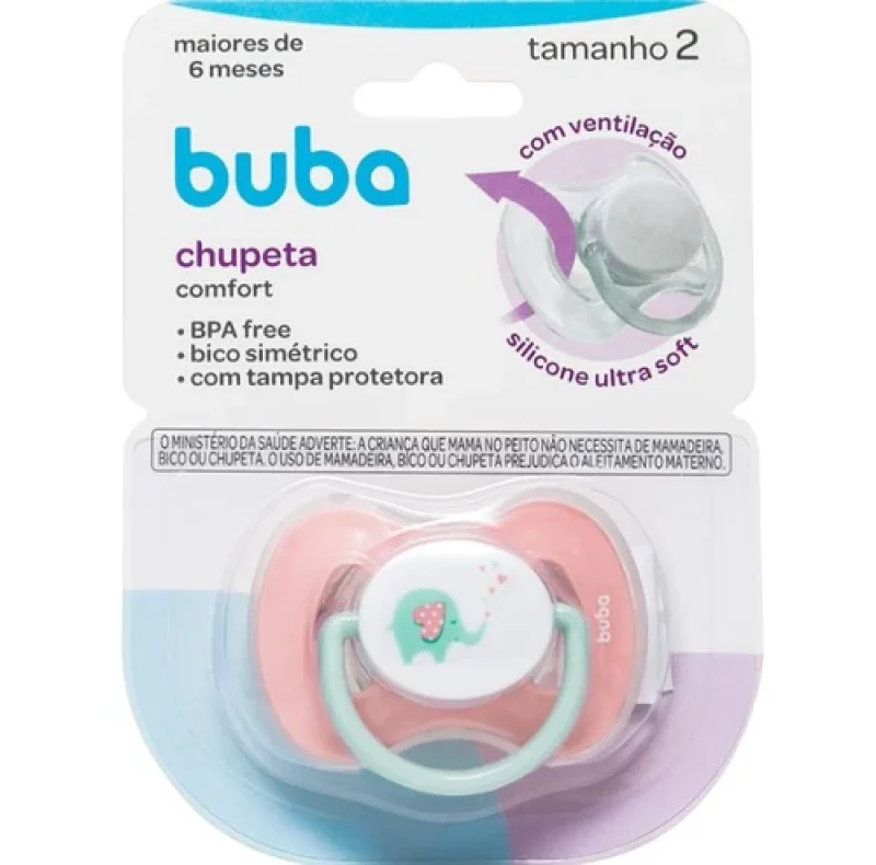 Chupeta Buba Comfort Elefantinho Rosa 6+ meses