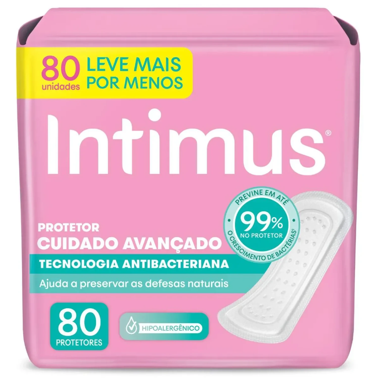 Protetor Diário Intimus Tecnologia Antibacteriana, com 80 unidades (1/2)