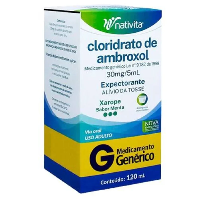 Cloridrato de Ambroxol 30mg/5mL Xarope Adulto 100ml - Nativita Farmacêutica