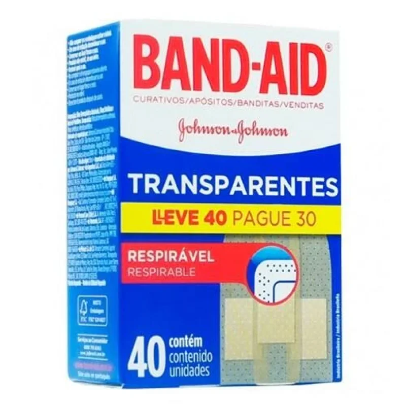 Curativo Adesivo Band-Aid Transparente, com 40 unidades