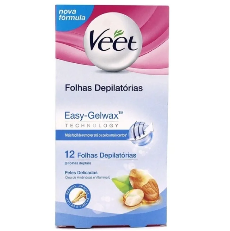 Veet Folhas Depilatórias Corporal Peles Delicadas 12 Unidades