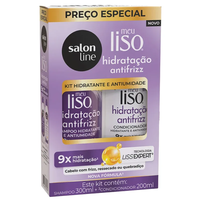 Kit Salon Line Meu Liso Hidratação Antifrizz: Shampoo 300ml e Condicionador 200ml Hidratante e Antiumidade