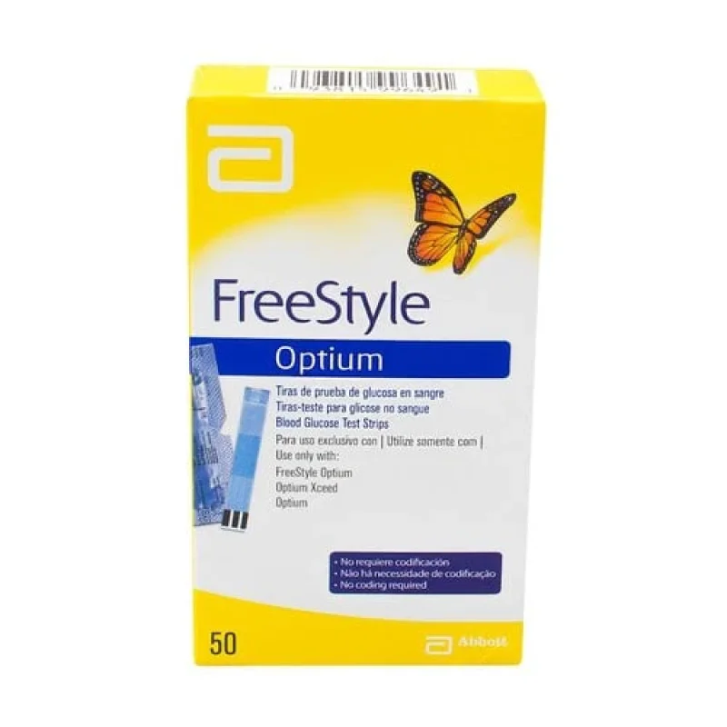 Tiras Reagentes FreeStyle Optium, com 50 unidades