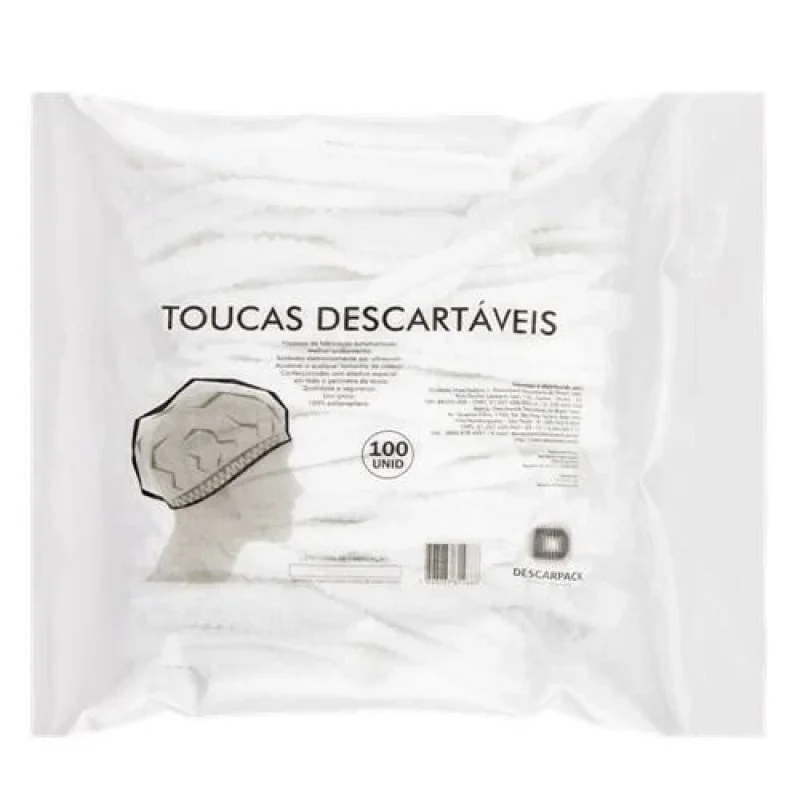 Touca Descartável Descarpack Sanfonada, com 5 unidades