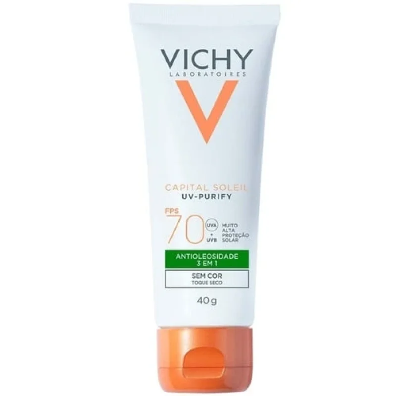 Vichy Capital Soleil UV-Purify Protetor Solar Facial Sem Cor FPS 70 3em1 40g