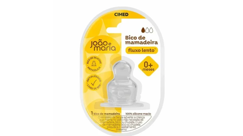 Bico Para Mamadeira de Silicone Ortodôntico Fluxo Lento 0+ Meses João e Maria 1 Unidade