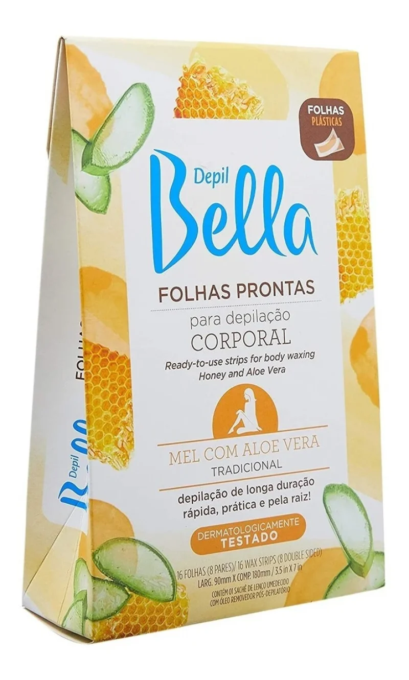 Folha Depilatória Corporal Depil Bella Mel com Aloe Vera, com 16 unidades