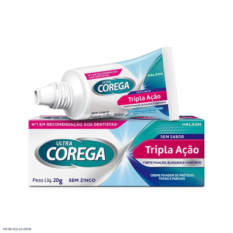 Creme Fixador de Dentadura Corega Ultra Tripla Ação sem Sabor 20g
