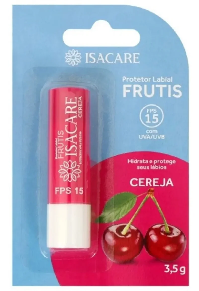 Protetor Labial Isacare Frutis FPS 15 Cereja 3,5g