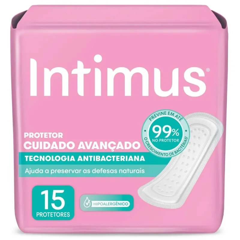 Protetor Diário Intimus Cuidado Avançado Tecnologia Antibacteriana, com 15 unidades