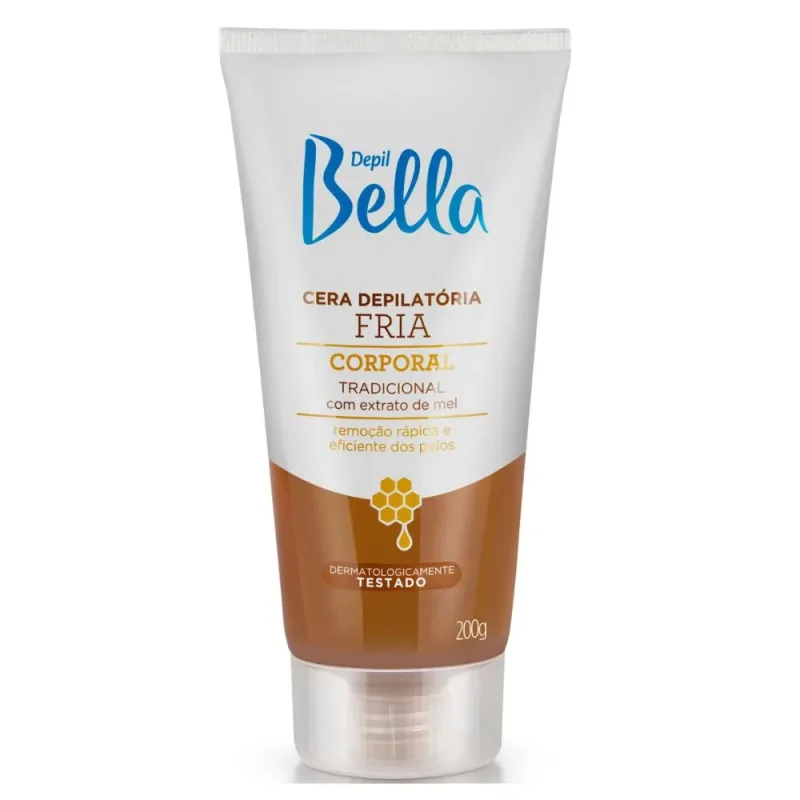 Cera Depilatória Corporal Fria Depil Bella mel, bisnaga com 200g