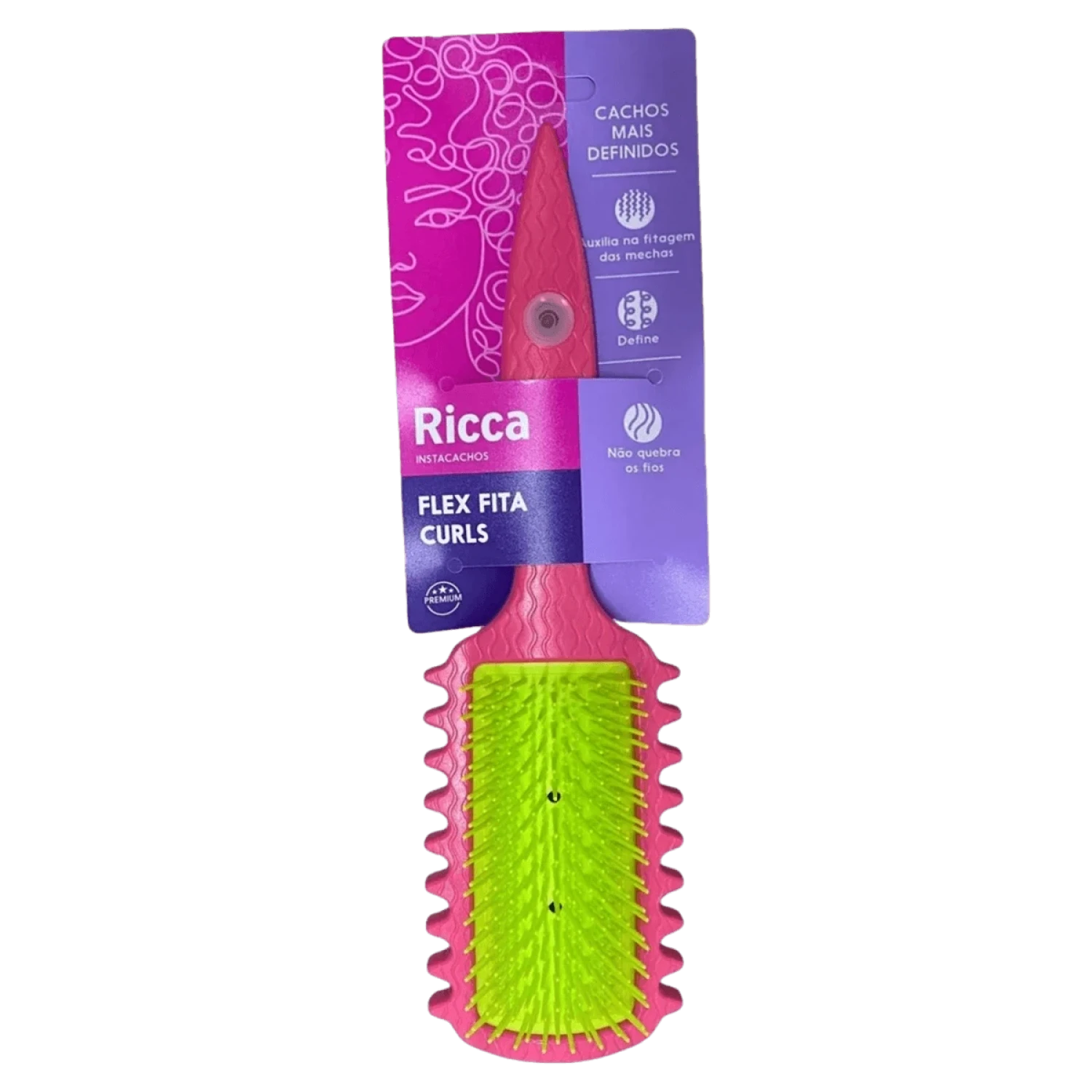 Escova de Cabelo Ricca Flex Fita Curls Rosa Ref. 2446 (1/1)