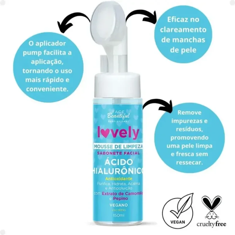 Mousse de Limpeza Facial com Ácido Hialurônico Face Beautiful 150ml