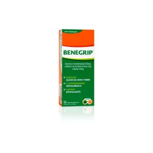 Benegrip 500mg + 30mg + 2mg, com 12 comprimidos revestidos