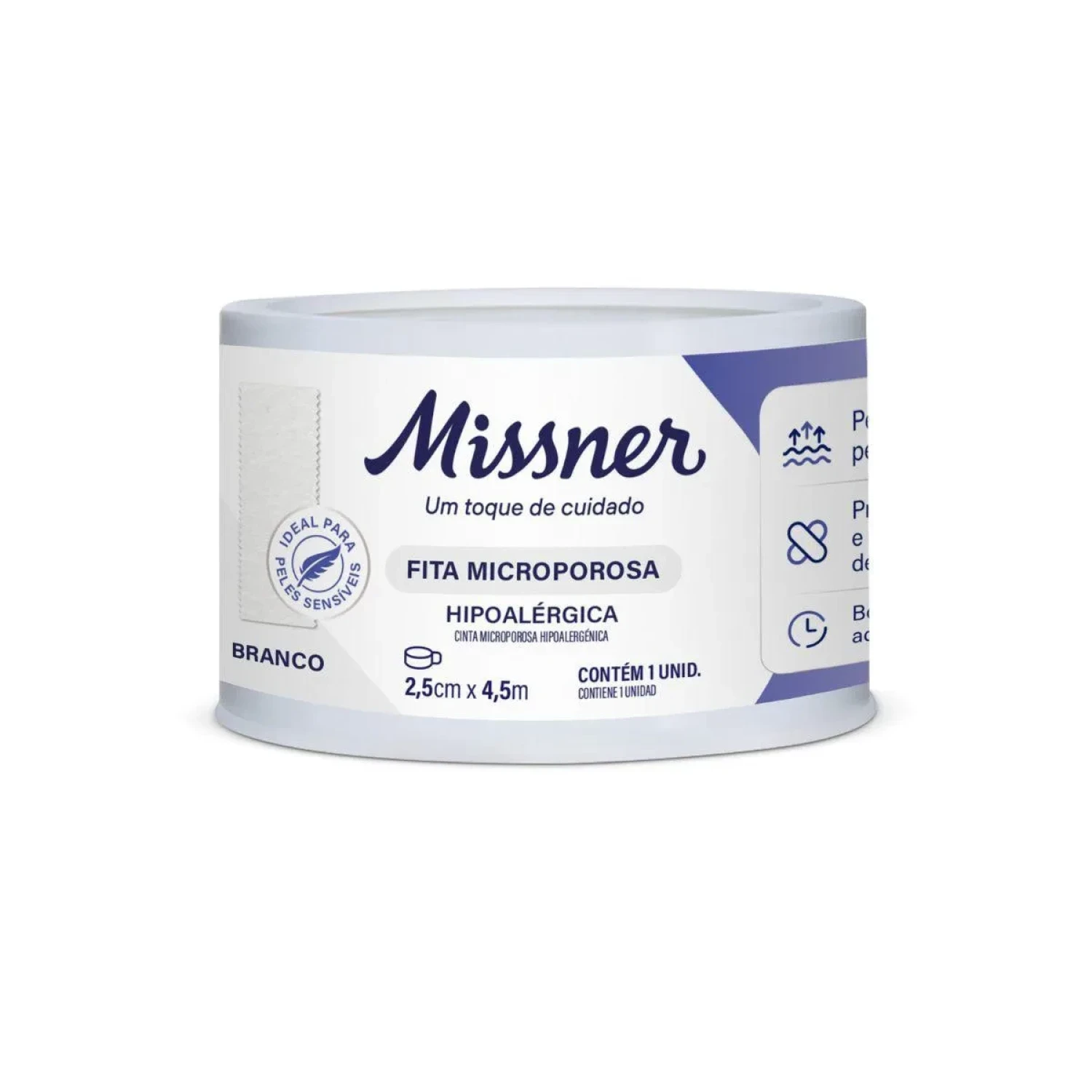 Esparadrapo Microporoso Missner Branco 2,5cm x 4,5m (1/1)