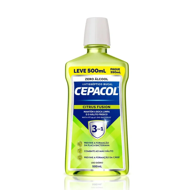 Enxaguante Bucal Cepacol Citrus Fusion 3 em 1 sem Álcool 500ml