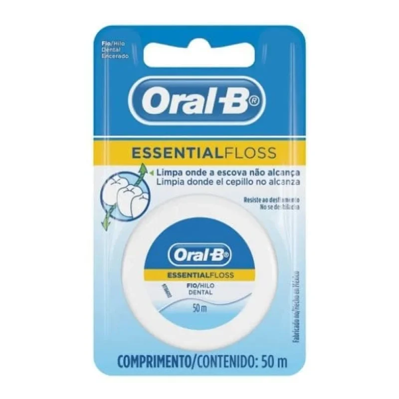 Fio Dental Oral-B Essential Floss Encerado Menta 50m