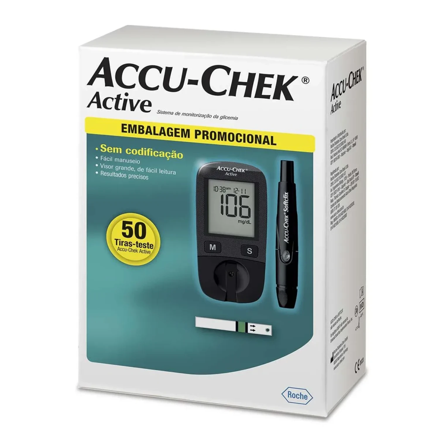 Kit Medidor de Glicose Accu-Chek Active, com 50 tiras (1/2)