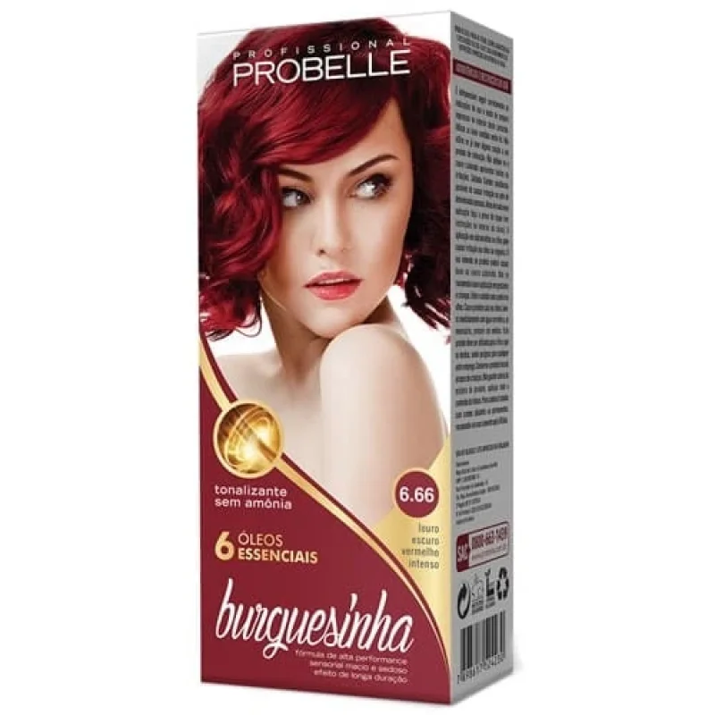 Probelle Burguesinha Tonalizante nº 6.66 Louro Escuro Vermelho Intenso