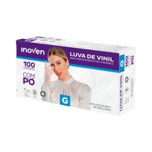 Luva Descartável Vinil Com Pó Inoven G, com 100 unidades