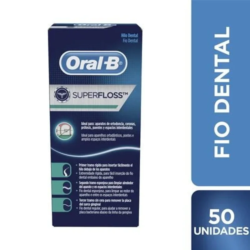 Fio Dental Oral-B Super Floss, com 50 unidades