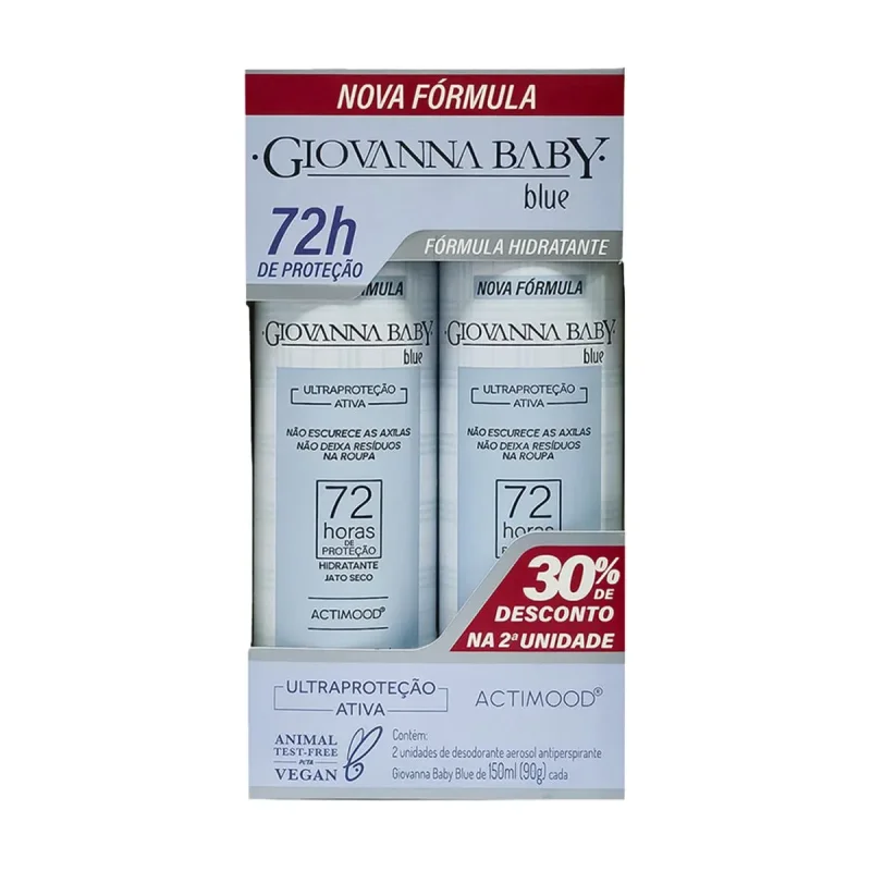 Kit Desodorante Aerossol Giovanna Baby Blue, com 2 unidades de 150ml