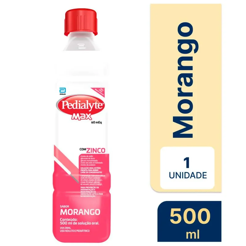 Pedialyte Max Morango 500ml