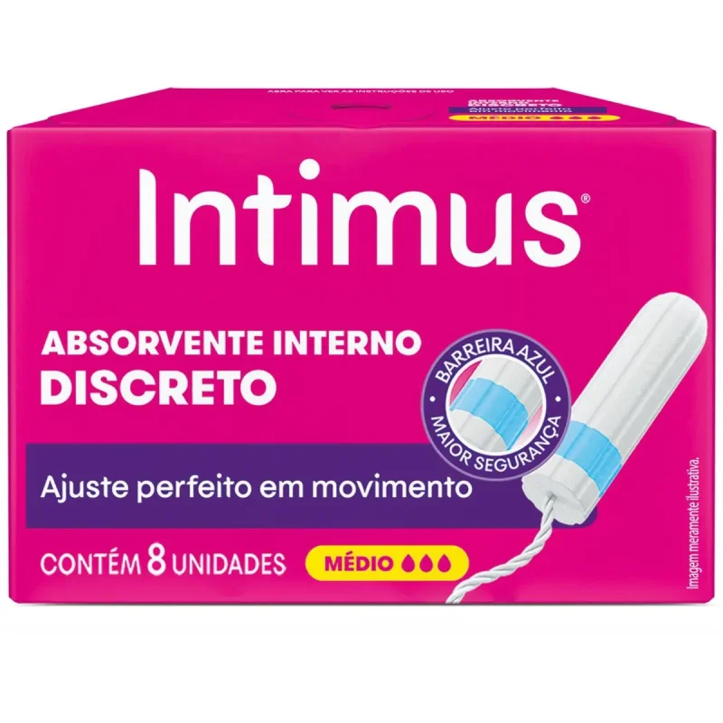 Absorvente Interno Intimus Médio, com 8 unidades
