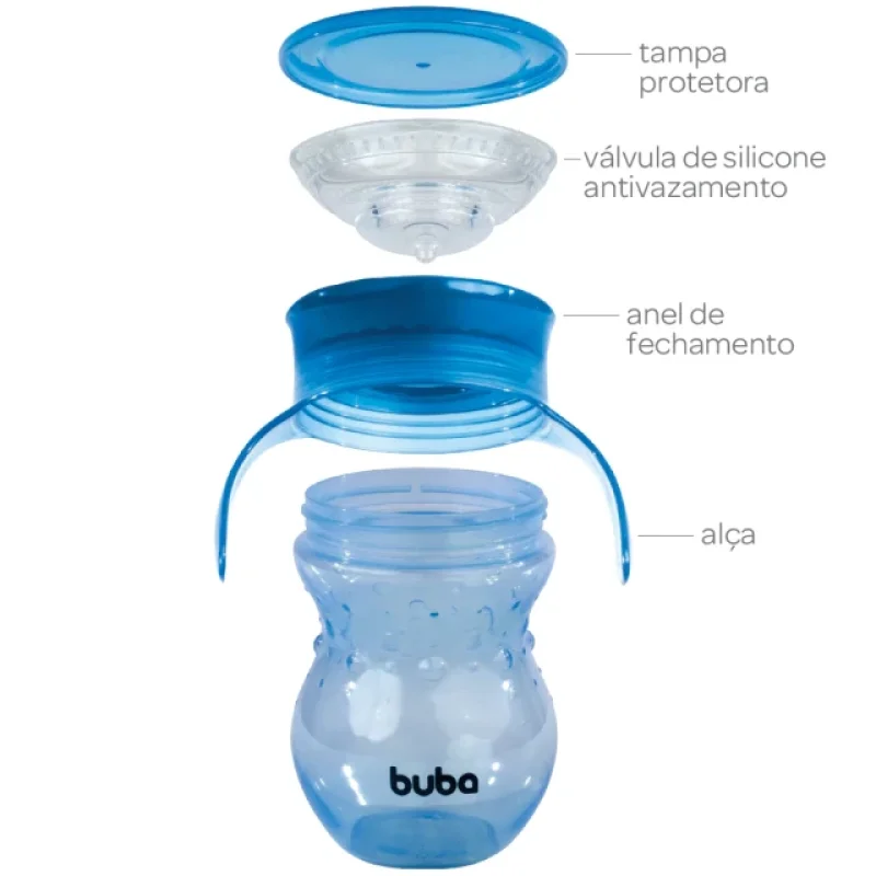 Copo de Treinamento Buba 360° com Alça 270ml Azul