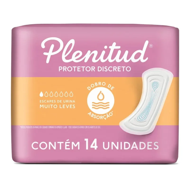Protetor Discreto Plenitud para Escapes de Urina Muito Leves, com 14 unidades