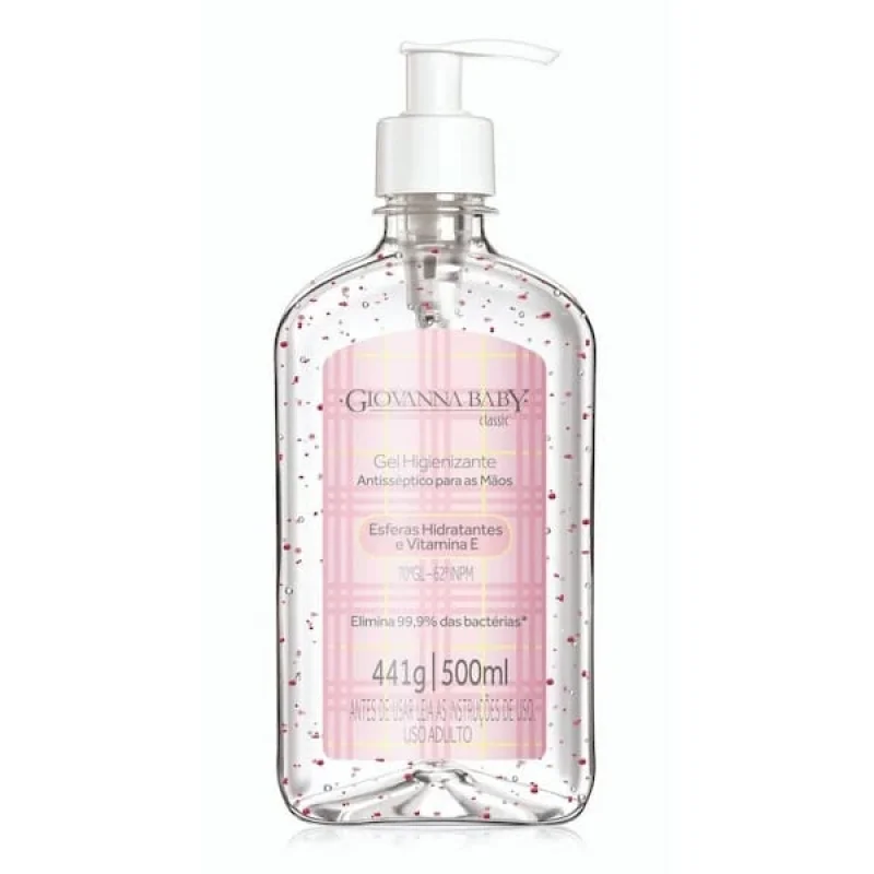 Álcool Gel 70% Giovanna Baby frasco com 500mL de gel de uso dermatológico, classic