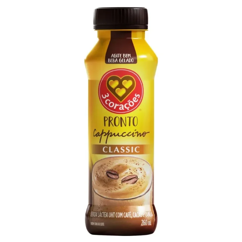 Bebida Láctea 3 Corações Pronto Cappuccino Classic 260ml